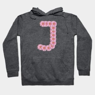 Letter J Pink Gerbera Daisy Typography Hoodie